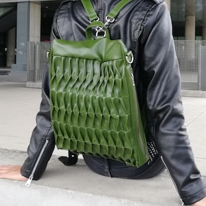 Cactus Leather Backpack Vegan Leather Bag Convertible 