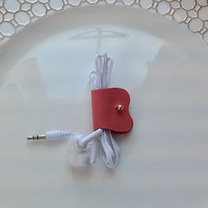 Leather Cable Organizer | Earphone Holder | Headphone Cord Holder cord | Iphone Cord Wrap | Earbud Holder | Stocking Stuffers