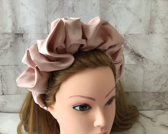 Satin Scrunchie Headband, Blush Satin headband, Scrunchy Headband, Hair Band, Rousched Headband
