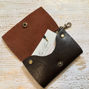Leather Business Card Wallet , Personalized Genuine Leather Card Holder | Business Card Case