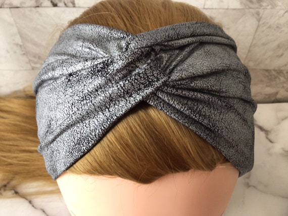 Faux Leather Turban Headband Metallic Crackle Faux Leather - Etsy