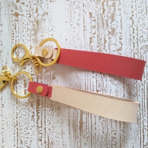 Genuine Leather Keyring, Two Color Leather Keyring, Genuine Leather Keychain, Leather Keyfob Holder, Leather Hangbag Charm