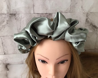 Satin Scrunchie Headband, Sage Satin headband, Scrunchy Headband, Hair Band,Ruffle Headband