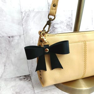 Leather Bow Purse Charm, Leather Handbag Charm, Leather Bow Keyring, Genuine Leather