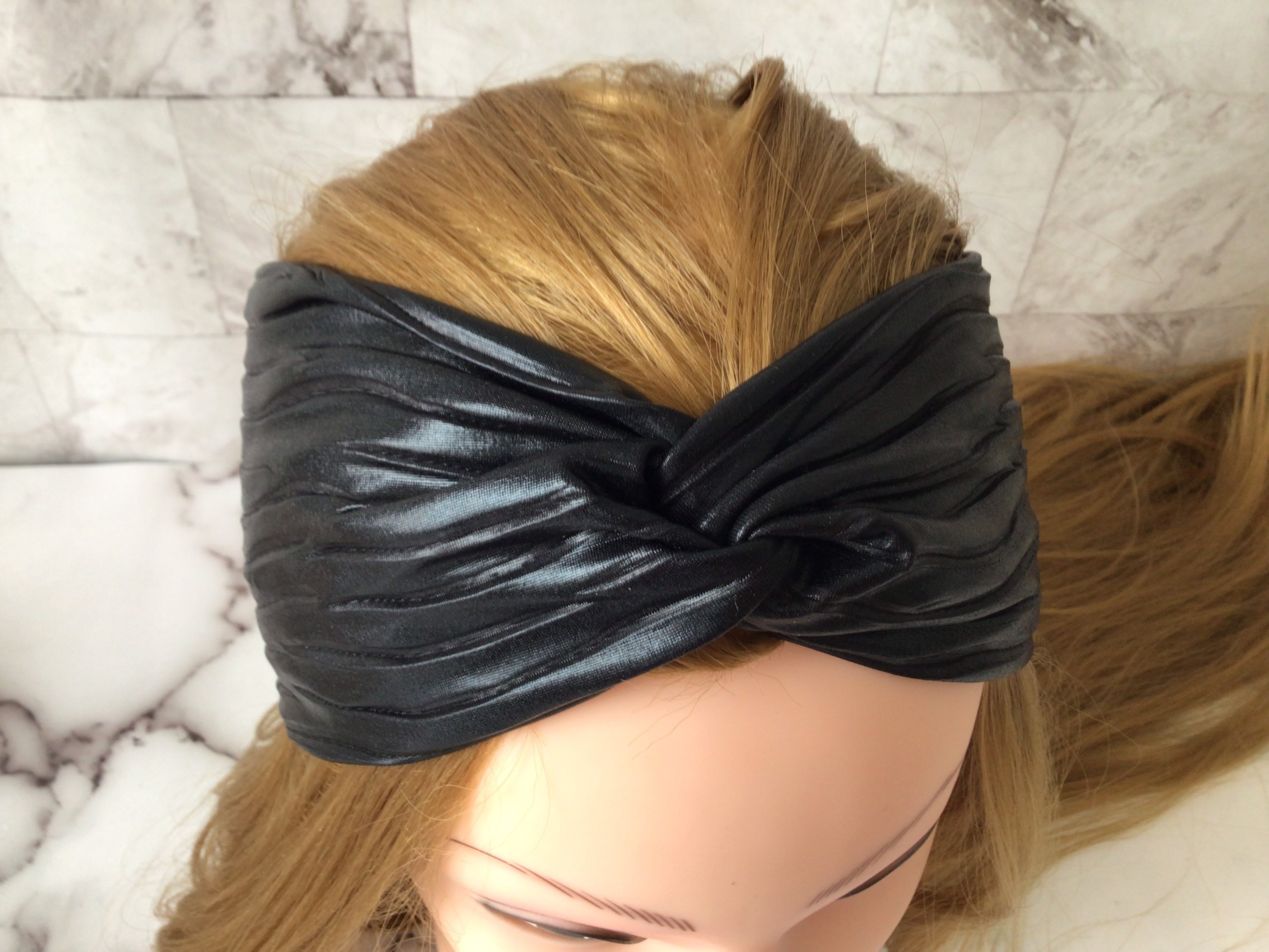 Turban Headband, Twisted Faux Leather Turban, Black Turban Headband, Hair  Band, Faux Leather Head Wrap - Etsy