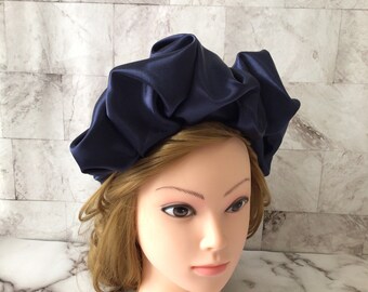 Scrunchie Headband, Navy Satin headband, Scrunchy Headband, Hair Band, Rousched Headband