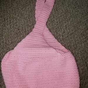 Crochet bag. Pink bag. Crochet tote bag. Crochet purse. Crossbody bag. Travel bag. Handmade bag. School bag. Shopping bag. Back to school afbeelding 4