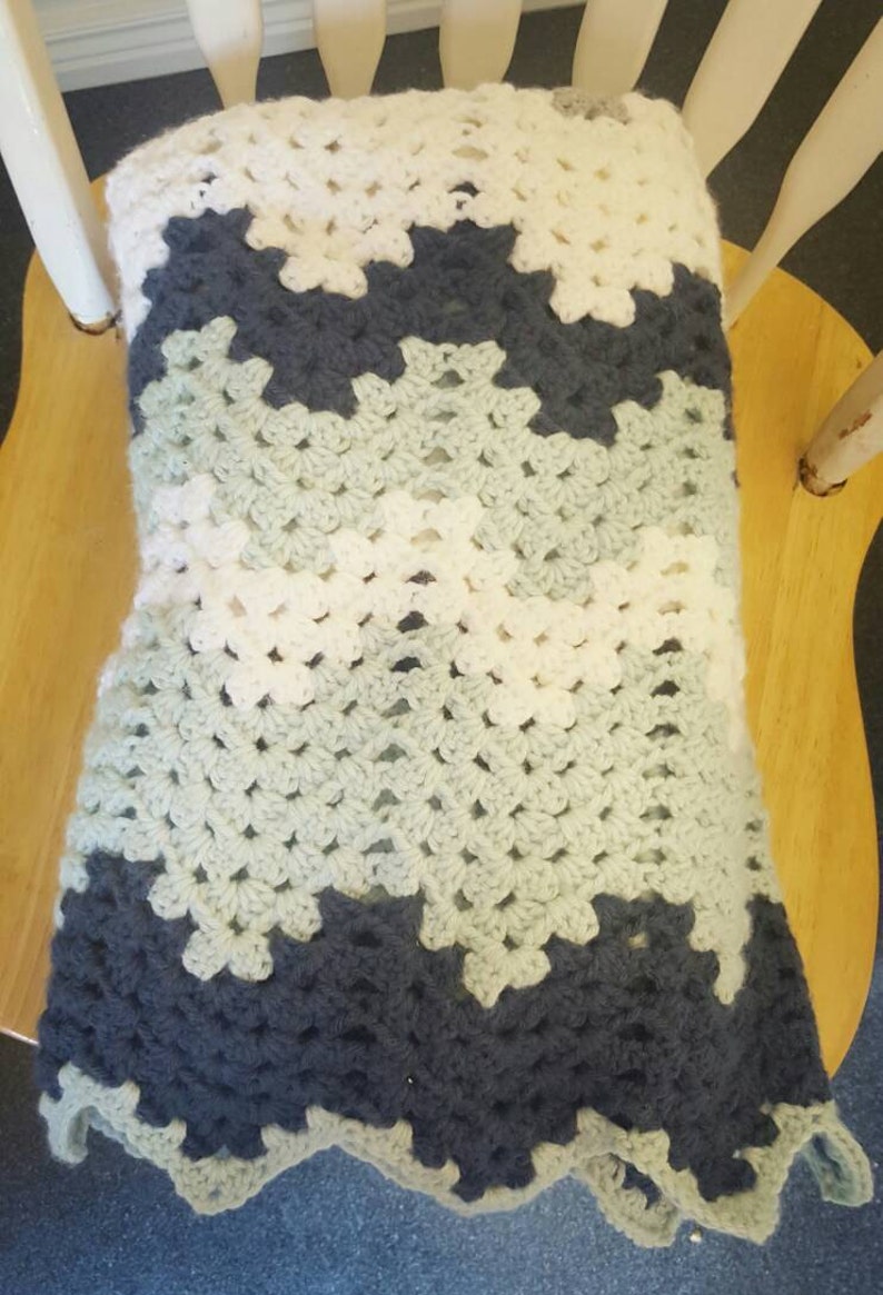 Navy Crochet Blanket. Crochet Blanket. Handmade Afghan. Crochet Throw