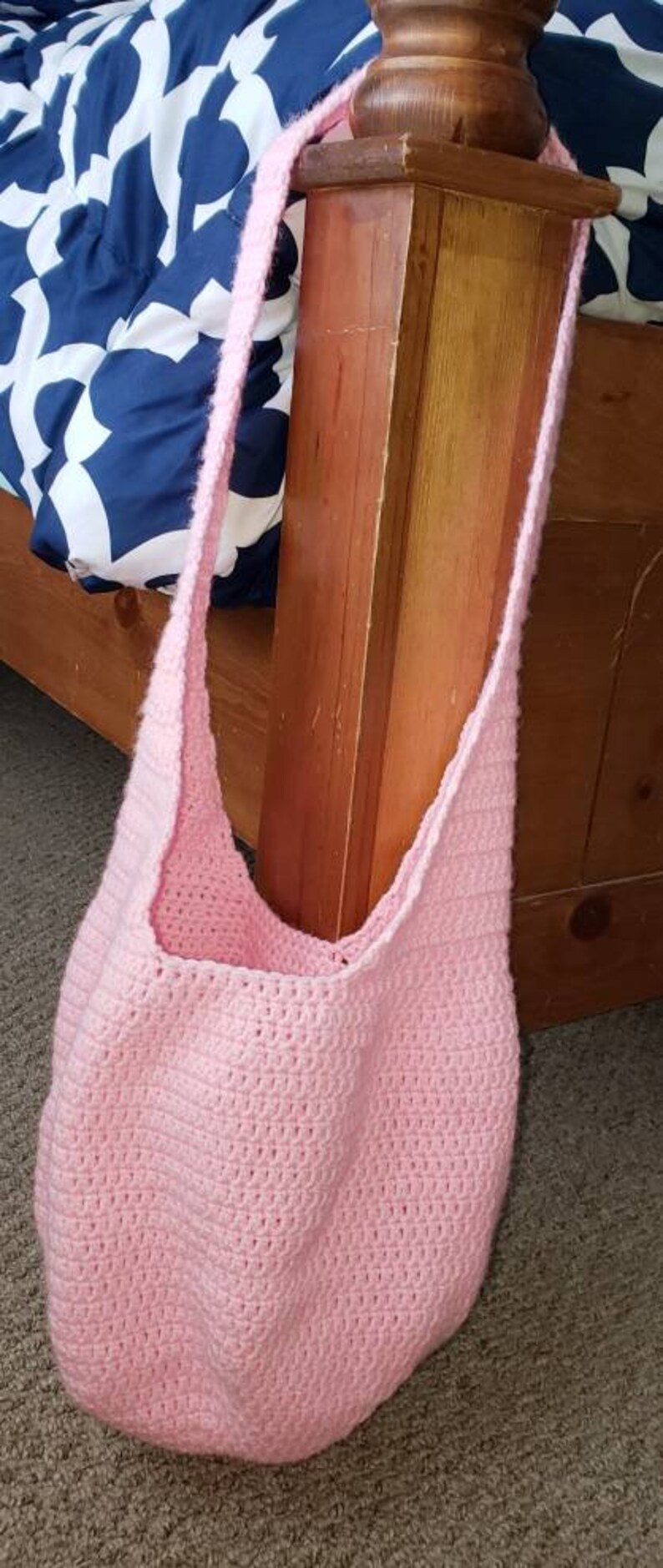 Crochet bag. Pink bag. Crochet tote bag. Crochet purse. Crossbody bag. Travel bag. Handmade bag. School bag. Shopping bag. Back to school afbeelding 2