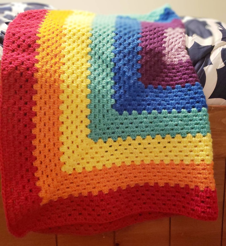Crochet Baby Blanket. Rainbow Blanket. Handmade Blanket. Handmade