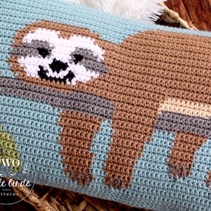 Patrón de almohada de ganchillo, almohada de perezoso, patrón de perezoso de ganchillo, almohada de tiro de perezoso, funda de almohada de ganchillo, decoración de guardería, ALMOHADA SIDNEY SLOTH