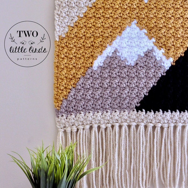 Crochet wall hanging, crochet pattern, diy wall hanging, mountain wall decor, mountain wall hanging, boho crochet, ADIRONDACK WALL HANGING