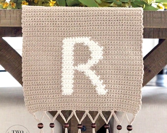 Virkat bordslöparemönster, bordslöpare med monogram, virkmönster, gör-det-själv-heminredning, inflyttningspresentidé, WESTON bordslöpare med monogram