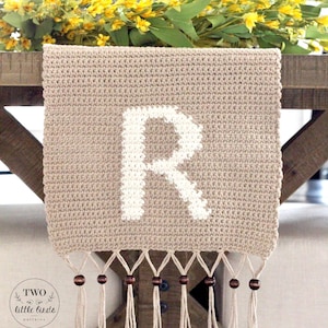 Crochet table runner pattern, monogram table runner, crochet pattern, diy home decor, housewarming gift idea, WESTON Monogram Table Runner