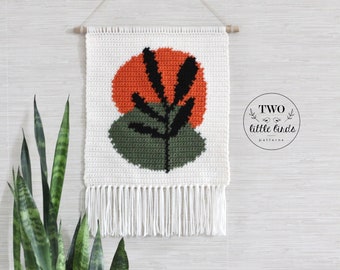 Crochet wall hanging, crochet pattern, yarn wall hanging, boho wall hanging, midcentury modern crochet, boho crochet, AUBRIE WALL HANGING