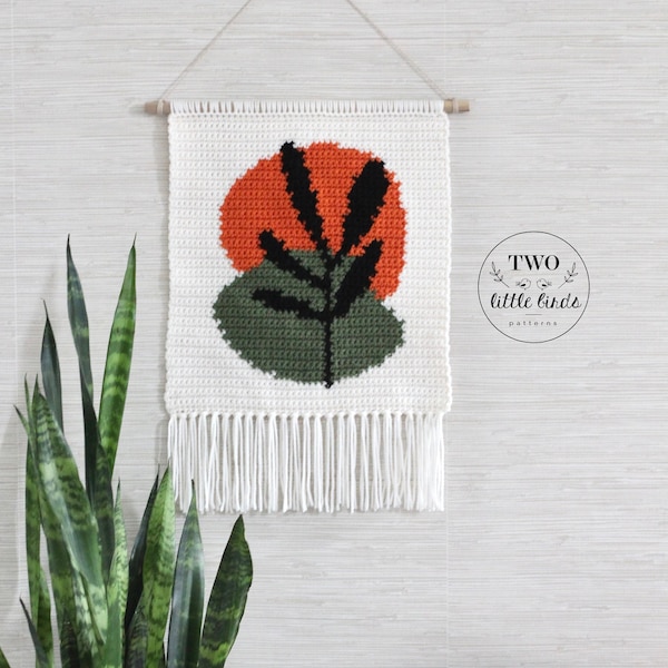 Crochet wall hanging, crochet pattern, yarn wall hanging, boho wall hanging, midcentury modern crochet, boho crochet, AUBRIE WALL HANGING