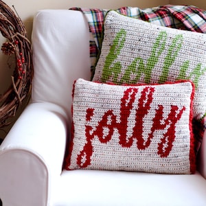 Weihnachten Häkelanleitung, Häkelanleitung Kissen, Häkelanleitung Kissen, Weihnachten Deko, HOLLY JOLLY KISSEN Set