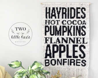 Gehäkelte Muster, Herbst Wandbehang, Herbst Wandbehang, Gobelin häkeln, pdf download, FALL FEELS Wandbehang