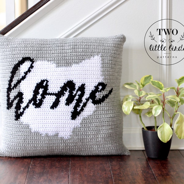 Crochet pillow cover pattern, state pillow, crochet cushion tutorial, crochet home decor, housewarming gift idea, state pride, PARKER PILLOW
