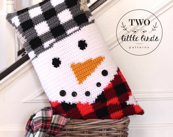 Crochet snowman pillow, crochet snowman pattern, Christmas crochet, crochet pattern, winter crochet home decor, The CHILLY SNOWMAN Pillow