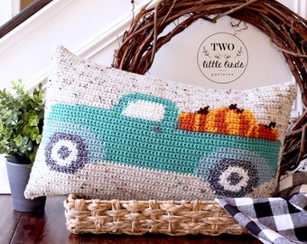 Patrón de almohada de crochet de otoño, almohada de calabaza de crochet, patrón de camión de crochet, patrón de crochet de otoño, descarga instantánea en PDF, LA ALMOHADA DE LA COSECHA
