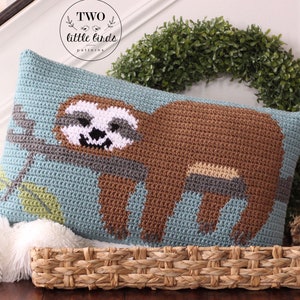Crochet pillow pattern, sloth pillow, crochet sloth pattern, sloth throw pillow, crochet pillow cover, crochet for kids, SIDNEY SLOTH PILLOW