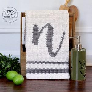 Crochet monogram towel pattern, crochet hand towel, kitchen towel pattern, bridal shower gift, wedding gift idea, ABIGAIL MONOGRAM TOWEL