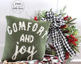 Christmas Crochet Pillow Pattern Holiday Crochet Pillow Cover Pdf Pattern Crochet Tutorial Instant Download COMFORT AND JOY Etsy