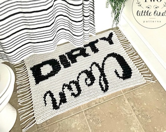 Crochet bath mat pattern, crochet for the bathroom, tapestry crochet pattern, crochet bath rug, rug pattern, pdf, CLEAN AND DIRTY Bath Mat