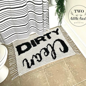 Crochet bath mat pattern, crochet for the bathroom, tapestry crochet pattern, crochet bath rug, rug pattern, pdf, CLEAN AND DIRTY Bath Mat