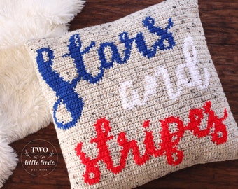 Summer crochet pillow pattern, American crochet pillow, crochet home decor, patriotic pillow pattern, usa pillow, STARS AND STRIPES pillow