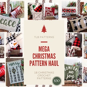 Mega CHRISTMAS PATTERN HAUL, Christmas crochet patterns, crochet pillow patterns, crochet advent calendar, winter crochet, pdf patterns