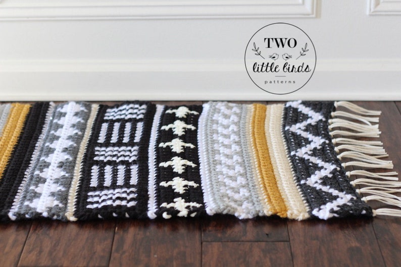 Crochet rug pattern, tapestry crochet rug, crochet throw rug tutorial, carpet pattern, mud cloth, tribal pattern, geometric, FREE SPIRIT RUG image 6