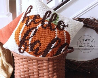 Autumn crochet pattern for pillow cover crochet pumpkin pillow instant download pdf pattern diy fall decor pumpkin decor HELLO FALL PILLOW