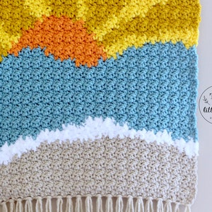 Crochet wall hanging, crochet pattern, summer crochet pattern, sunrise decor, beach wall decor, pdf instant download, MARISOL Wall Hanging