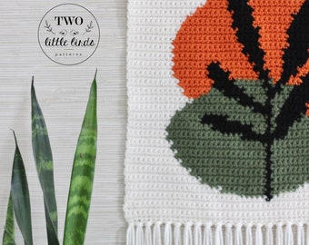Crochet wall hanging, crochet pattern, yarn wall hanging, boho wall hanging, midcentury modern crochet, boho crochet, AUBRIE WALL HANGING