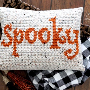 Halloween crochet pillow pattern, crochet tutorial, spooky home decor, diy halloween decor, halloween throw pillow cover, The SPOOKY Pillow