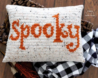 Halloween crochet pillow pattern, crochet tutorial, spooky home decor, diy halloween decor, halloween throw pillow cover, The SPOOKY Pillow