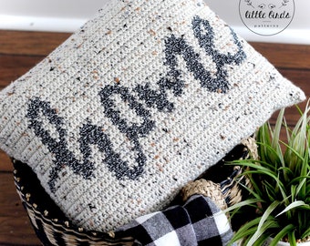 Crochet pillow cover pattern, crochet tutorial, tapestry crochet pattern, crochet for the home, instant download pdf pattern, HOME Pillow