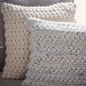 Crochet chunky pillow cover pattern, crochet throw pillow cover tutorial, customizable to any square or rectangle size pillow ASPEN PILLOW image 4