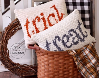 Halloween crochet pattern, crochet pillow pattern, halloween diy decor, fall crochet tutorial, halloween cushions, TRICK OR TREAT Pillow Set