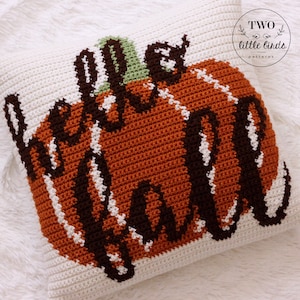 Fall crochet pillow pattern, crochet pillow cover, crochet pumpkin pillow tutorial, autumn home decor, rustic fall decor, HELLO FALL PILLOW image 5