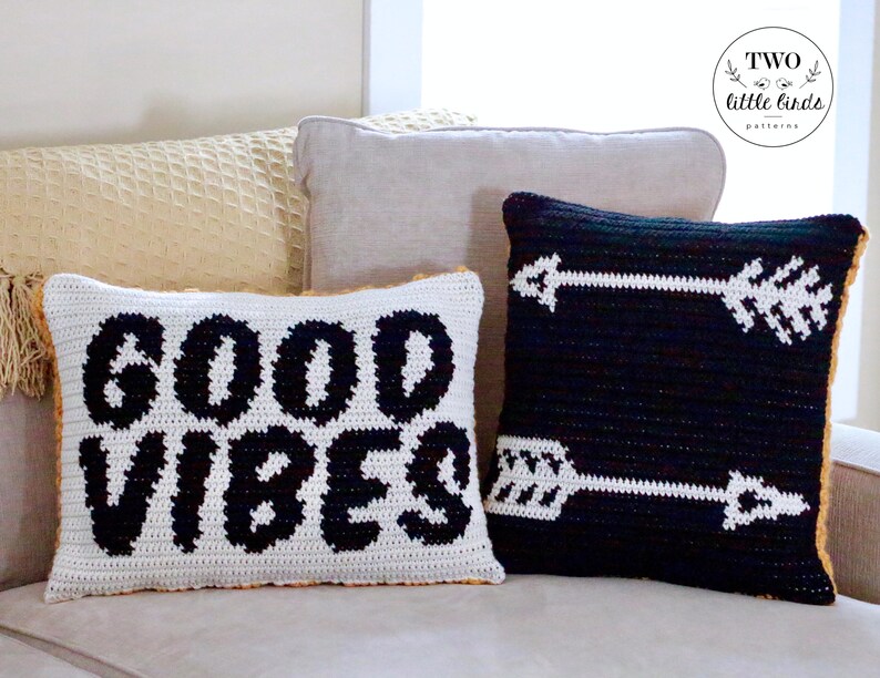 Crochet Pillow Pattern Pillow Cover Tutorial Good Vibes Etsy