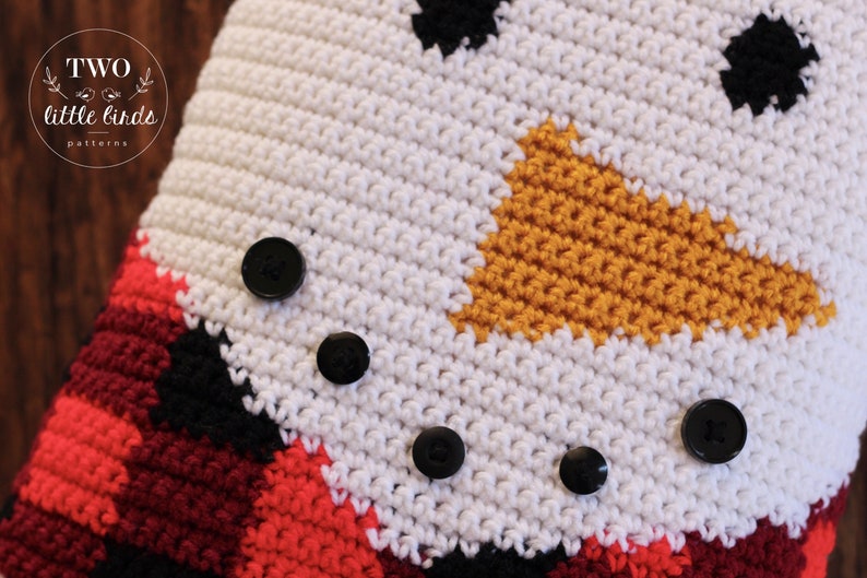 Crochet snowman pillow, crochet snowman pattern, Christmas crochet, crochet pattern, winter crochet home decor, The CHILLY SNOWMAN Pillow image 3