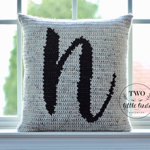 Haakpatroon, huwelijkscadeau, gehaakt kussenpatroon, monogram kussen, gehaakt sierkussen, gepersonaliseerd, BRIXTON-MONOGRAMKUSSEN