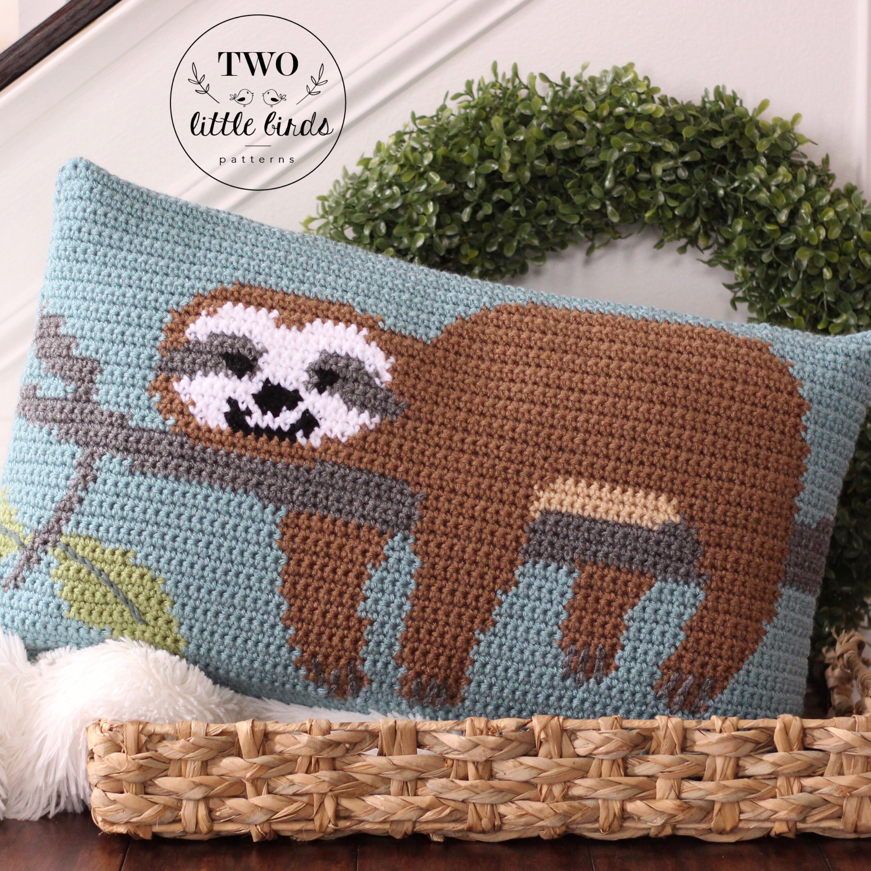 Crochet pillow pattern sloth pillow Joy Pillow Cover Crochet pattern by