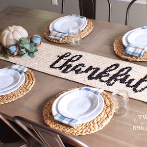 Crochet table runner pattern, diy table runner, crochet pattern, crochet home decor, thanksgiving decor, pdf pattern, THANKFUL Table Runner image 3