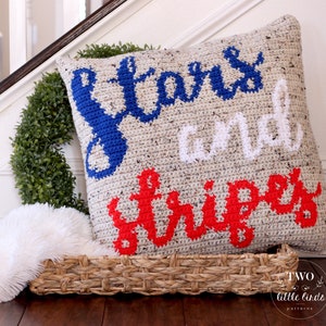 Summer crochet pillow pattern, American crochet pillow, crochet home decor, patriotic pillow, diy summer decor, STARS AND STRIPES pillow
