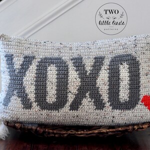 Valentines crochet pattern, crochet heart pillow, valentines day crochet, crochet cushion, pdf pattern, love pillow, love decor, XOXO PILLOW image 7