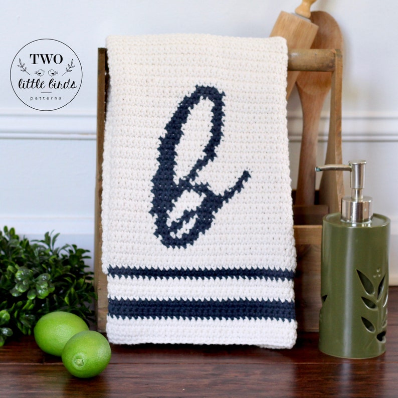 Crochet monogram towel pattern, crochet hand towel, kitchen towel pattern, bridal shower gift, Christmas gift idea, ABIGAIL MONOGRAM TOWEL image 6